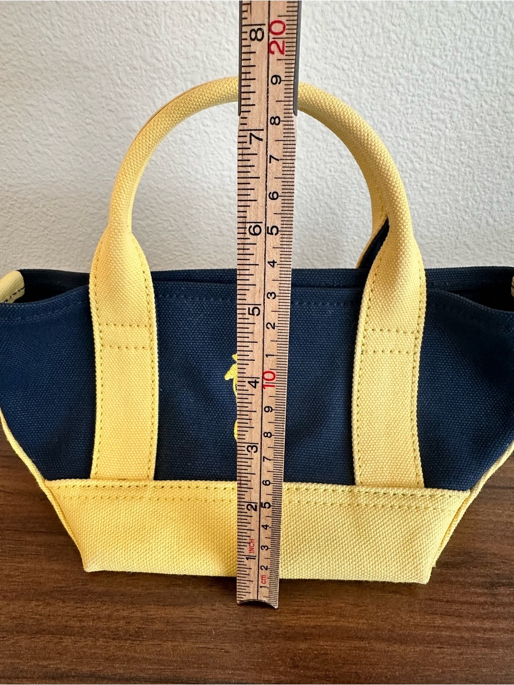 Ralph Lauren Navy Canvas Mini Tote with Yellow Trim - Picture 5 of 8